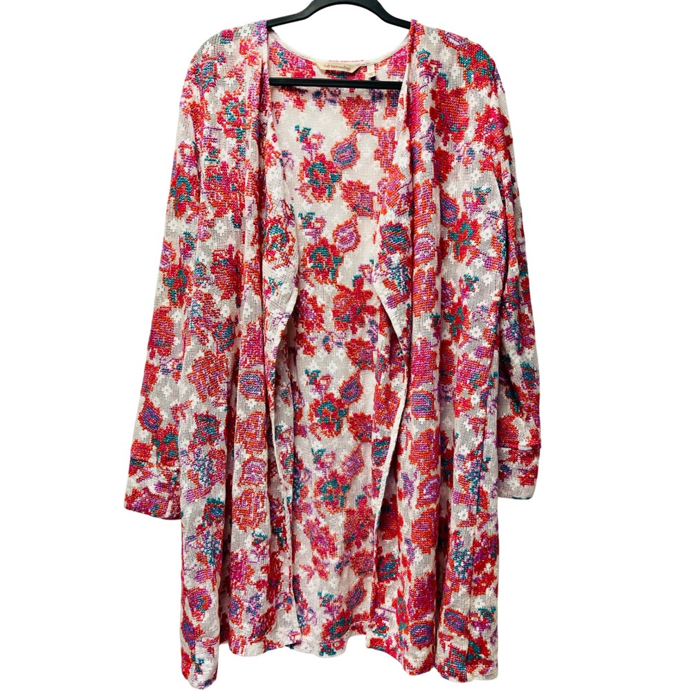 Soft Surroundings XL Crossroads Topper Cardigan Mesh Artsy Shabby Chic Festival